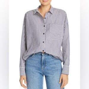 ATM $295 Blue & White Striped Cotton Boyfriend Shirt XS ANTHONY THOMAS MELILLO
